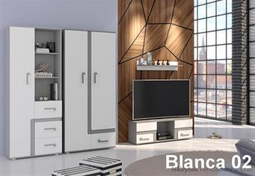 moderní obývací stěna, obývací pokoj z MDF Blanca 02 adrk