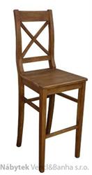 dřevěná rustikální stylová barová jídelní židle z masivního dřeva borovice Mexicana D25bar euromeb