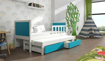 dětská dřevěná rozkládací postel z masivního dřeva borovice Pinokio 4 bílá chojm