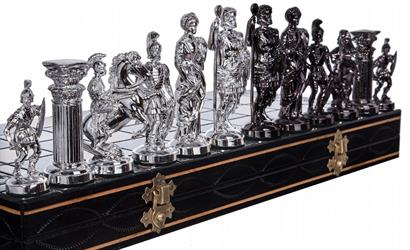Šachy Římské střibrno-černé metalizované figurky