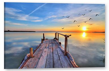 Obraz na plátně tištěný Pohled na jezero západ slunce Art
