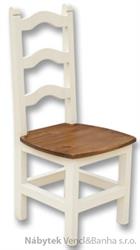 dřevěná rustikální stylová jídelní židle z masivního dřeva borovice Mexicana SIL04bíla/dub euromeb