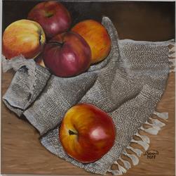 Ručně malovaný obraz na plátně ovoce Jablíčka