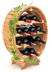 Dřevěný stojan na víno, soudek na víno na 12 lahví přírodní lakovaný Dandi