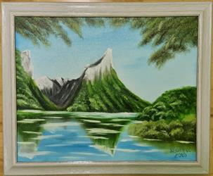 Ručně malovaný obraz na plátně krajina Sopka