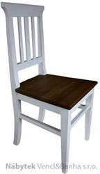 dřevěná rustikální stylová jídelní židle z masivního dřeva borovice Mexicana D22bíla/dub euromeb