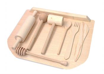 Dřevěná kuchyňská sada pro děti, 8 prvků galanteriadrew